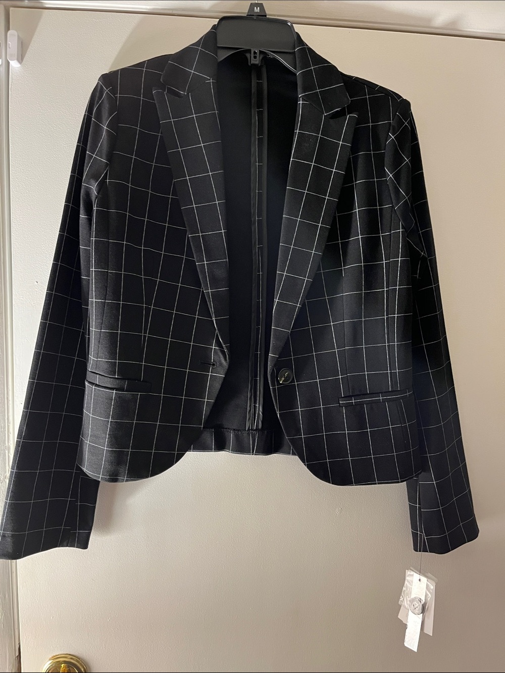 Amanda & Chelsea Black Windowpane Single-Button Blazer